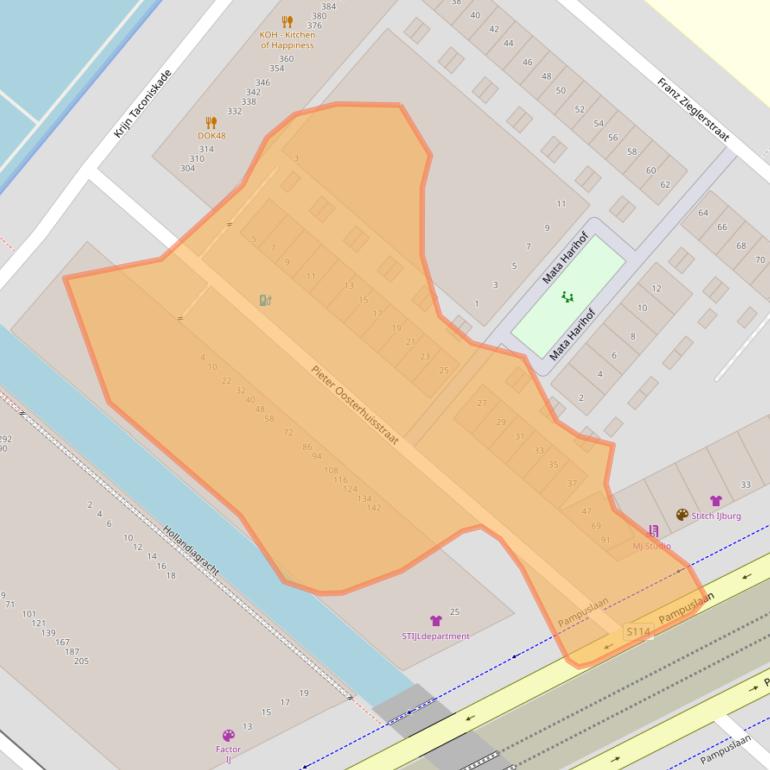 Kaart van postcodegebied 1087HT.