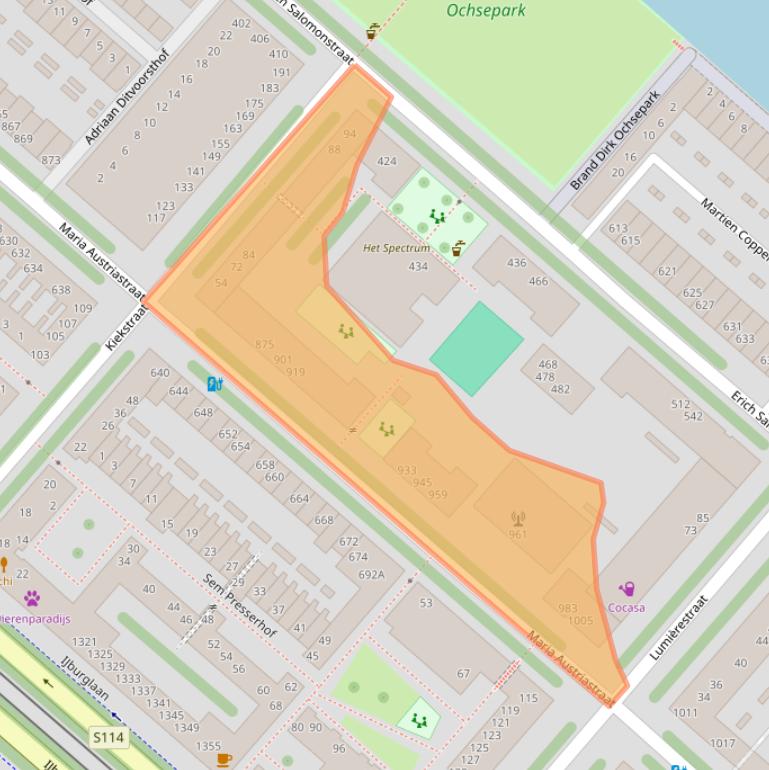 Kaart van postcodegebied 1087JB.