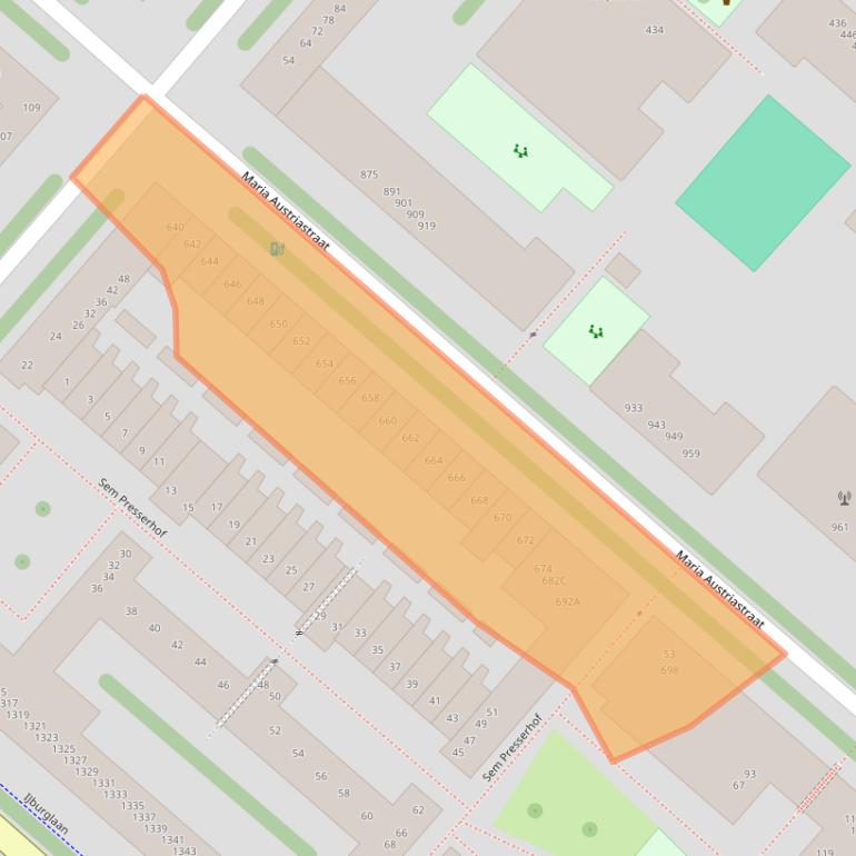 Kaart van postcodegebied 1087JC.