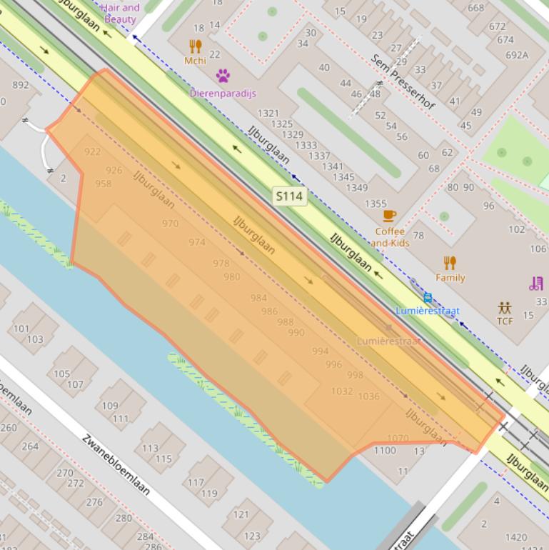Kaart van postcodegebied 1087JK.
