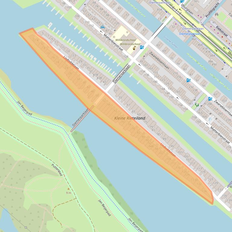 Kaart van postcodegebied 1087KA.