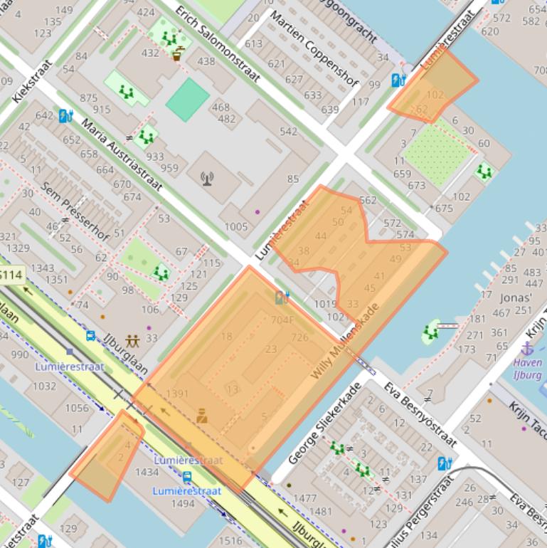 Kaart van postcodegebied 1087KH.