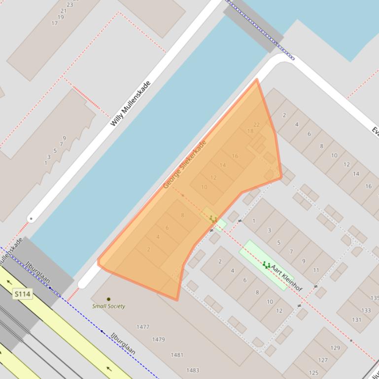 Kaart van postcodegebied 1087KK.