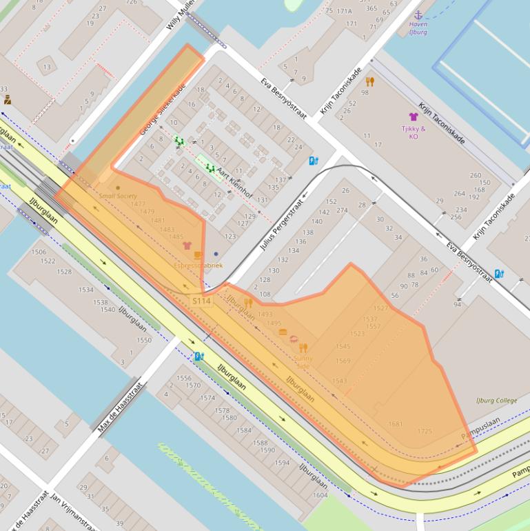 Kaart van postcodegebied 1087KM.