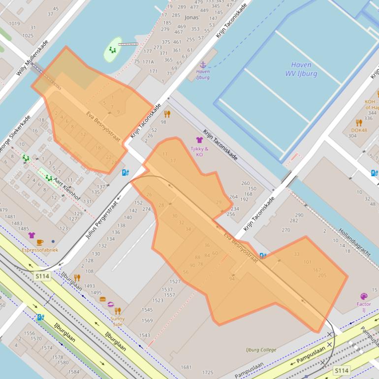 Kaart van postcodegebied 1087KR.