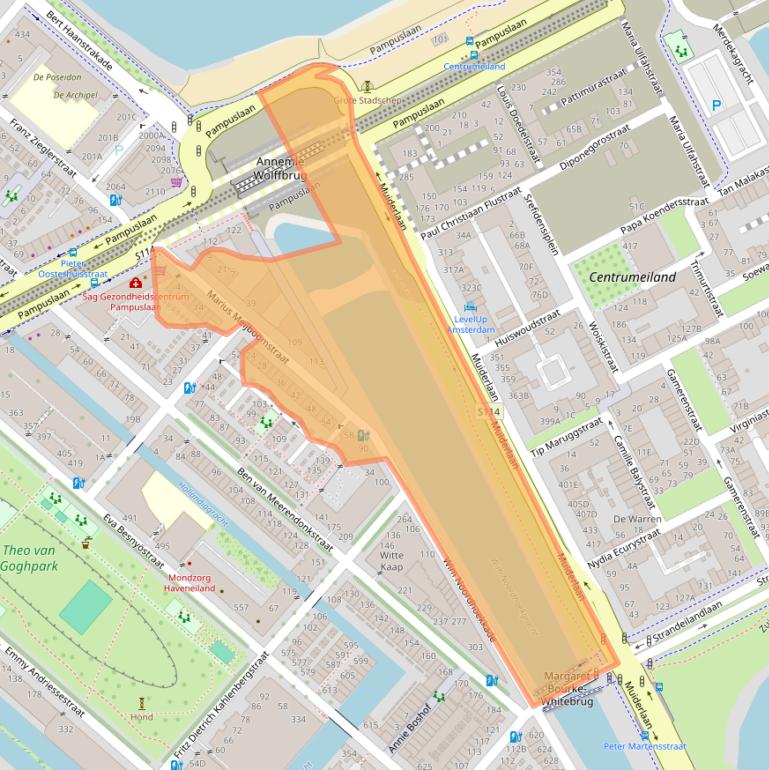 Kaart van postcodegebied 1087LD.