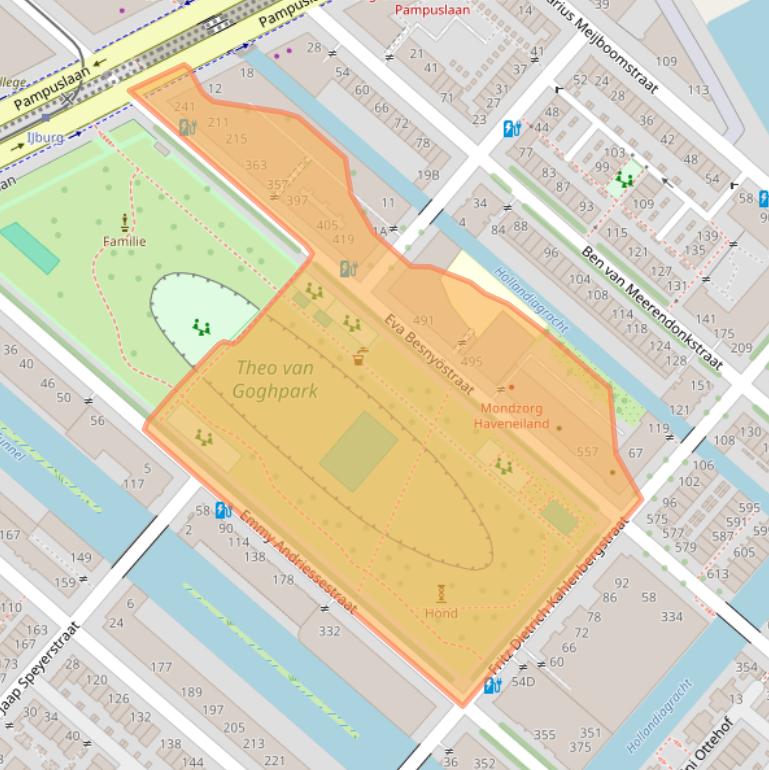 Kaart van postcodegebied 1087LG.