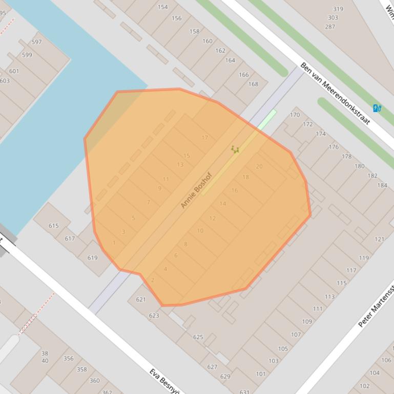 Kaart van postcodegebied 1087LP.