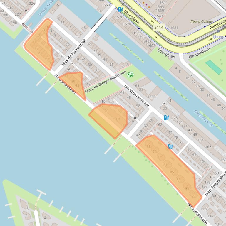 Kaart van postcodegebied 1087MG.