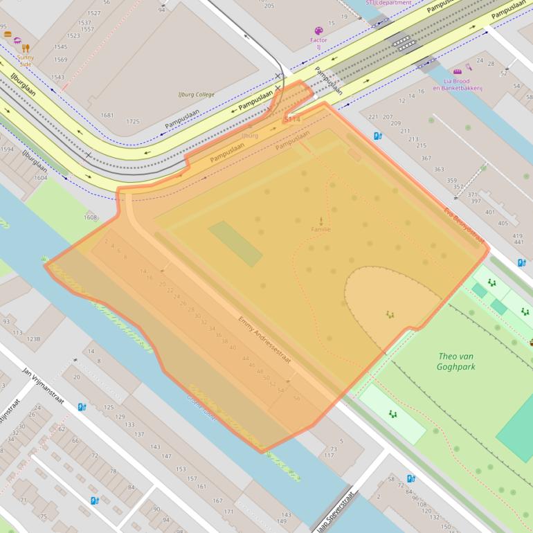 Kaart van postcodegebied 1087MJ.
