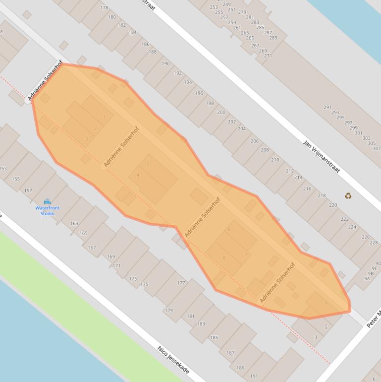 Kaart van postcodegebied 1087MT.