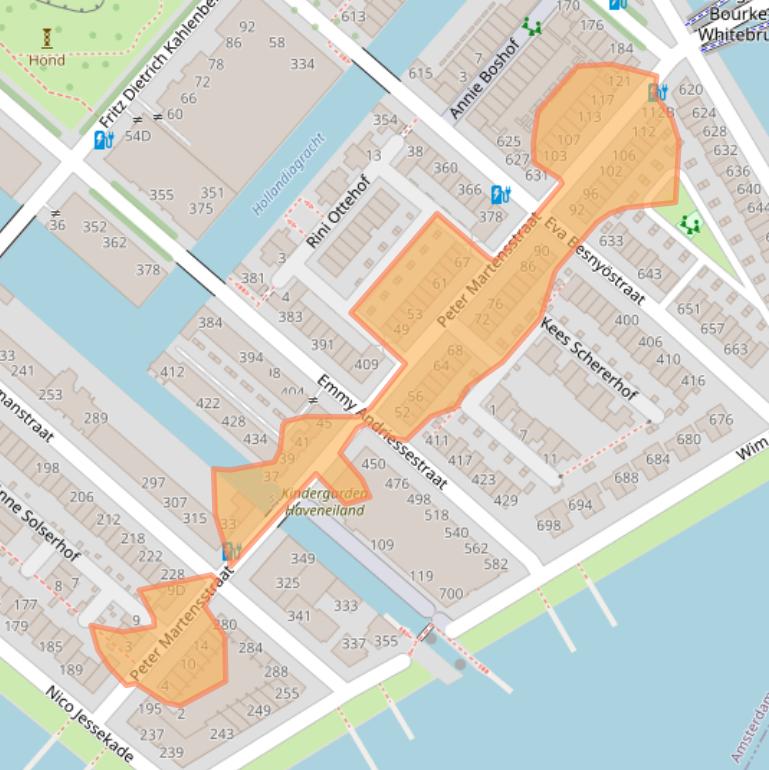 Kaart van postcodegebied 1087NA.