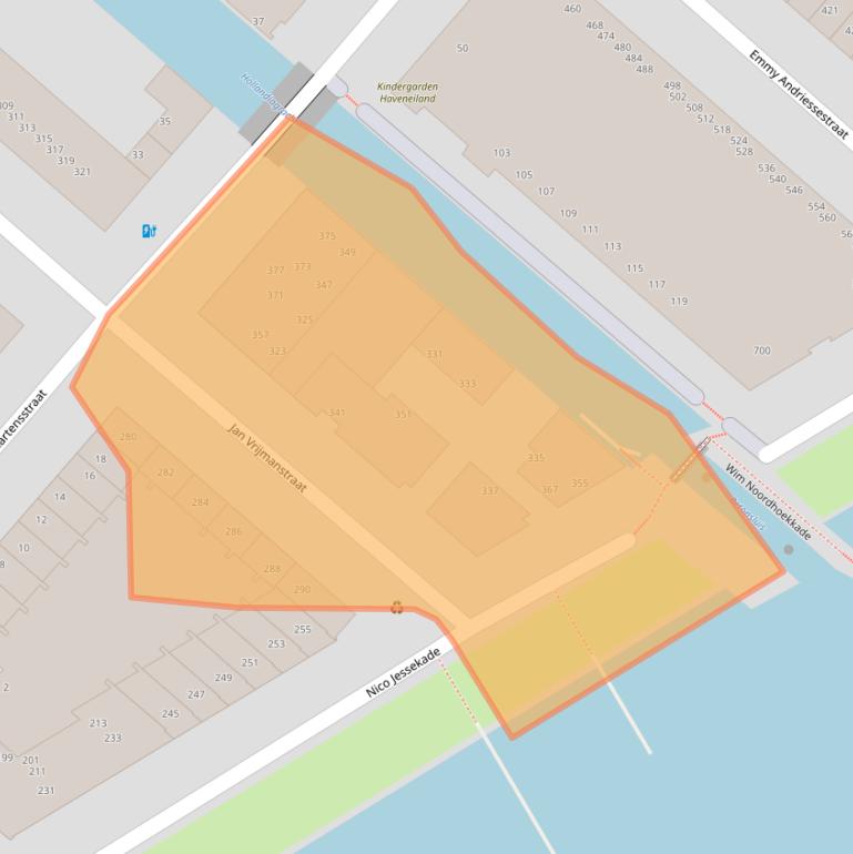 Kaart van postcodegebied 1087NB.