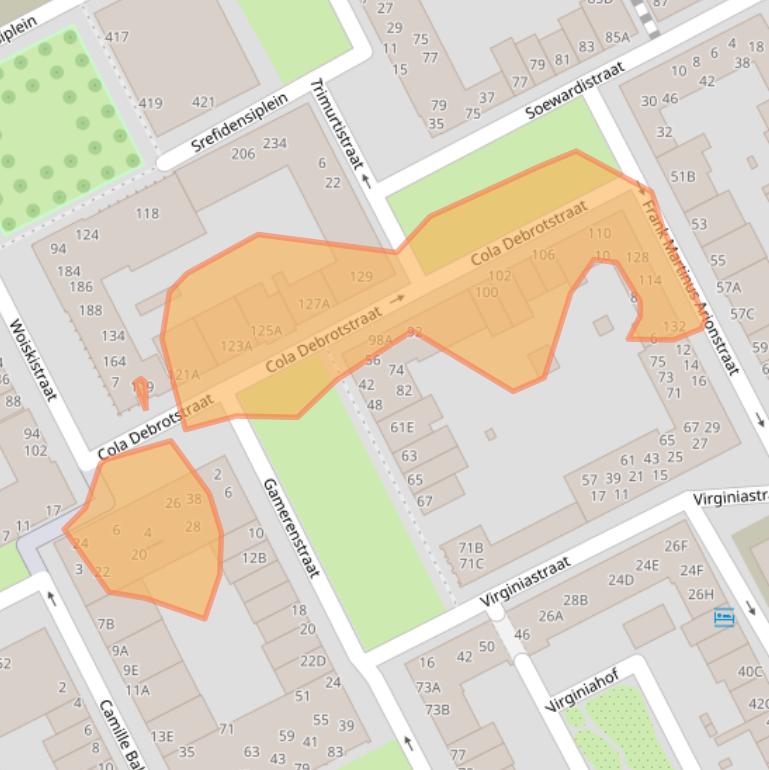 Kaart van postcodegebied 1087VJ.