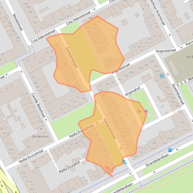 Kaart van postcodegebied 1087VN.