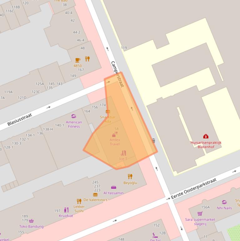 Kaart van postcodegebied 1091AJ.