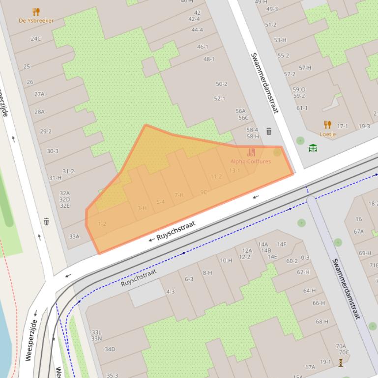 Kaart van postcodegebied 1091BP.