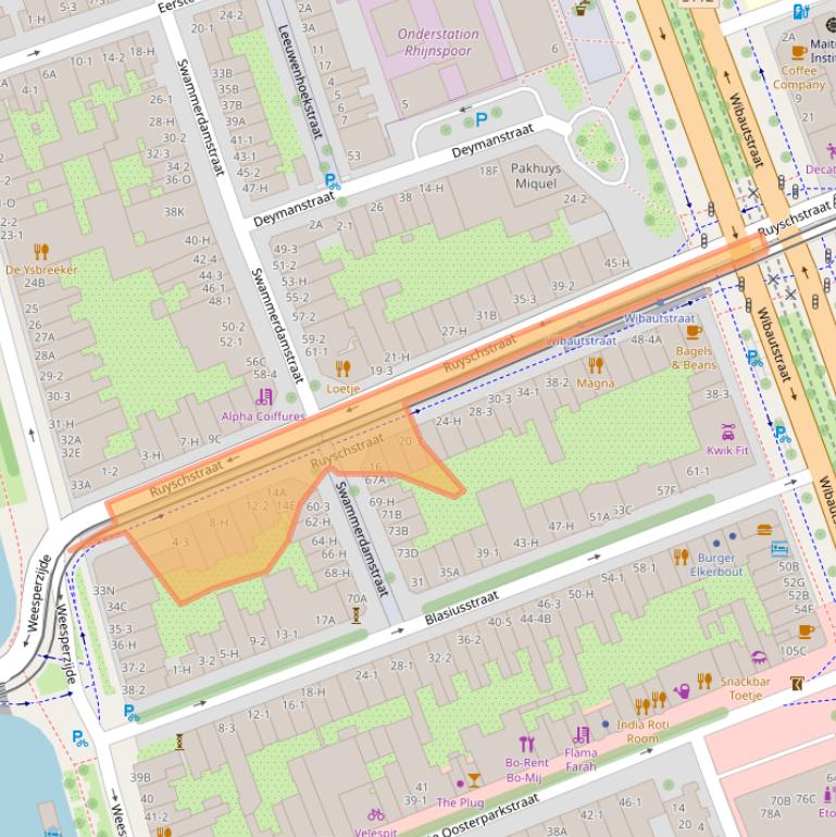 Kaart van postcodegebied 1091CB.