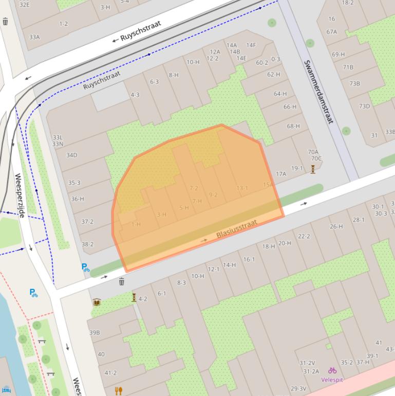 Kaart van postcodegebied 1091CJ.