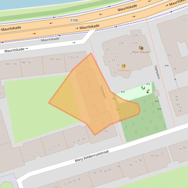 Kaart van postcodegebied 1091DJ.