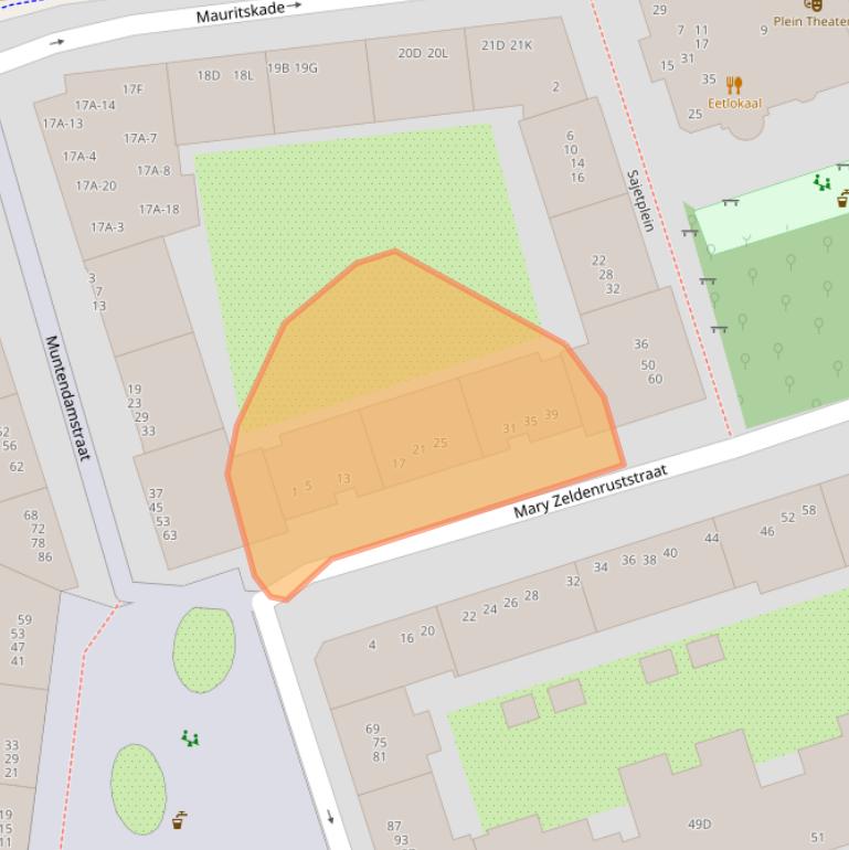 Kaart van postcodegebied 1091DL.