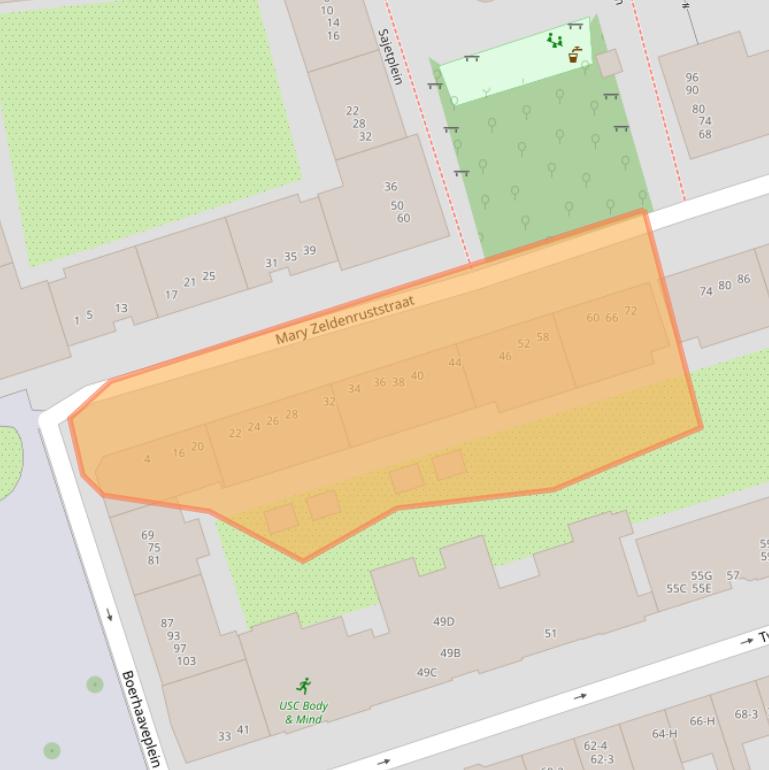 Kaart van postcodegebied 1091DN.