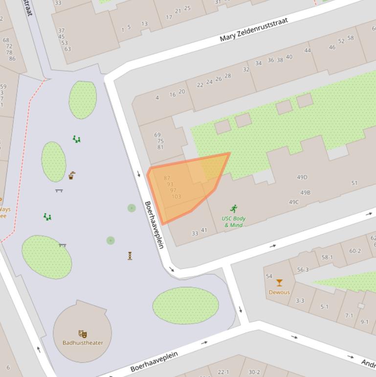 Kaart van postcodegebied 1091DS.