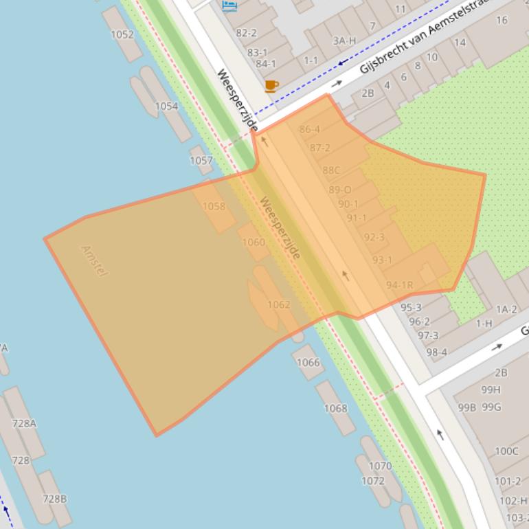 Kaart van postcodegebied 1091EK.