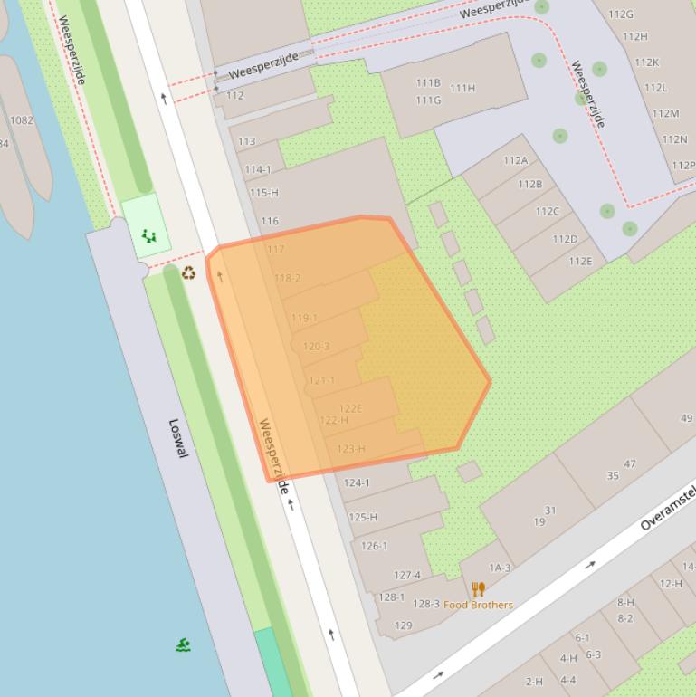 Kaart van postcodegebied 1091EP.