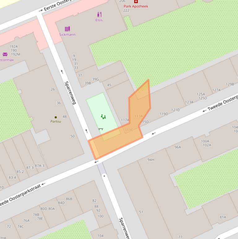 Kaart van postcodegebied 1091JA.