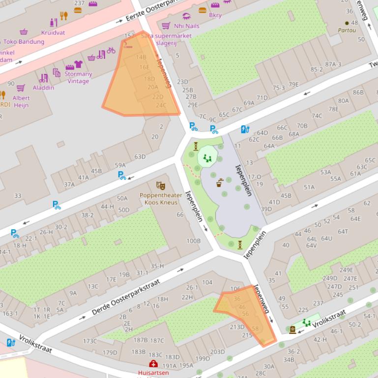 Kaart van postcodegebied 1091JM.