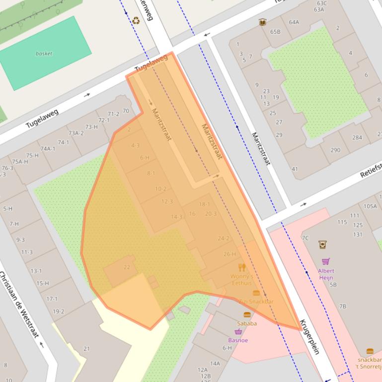 Kaart van postcodegebied 1091KW.