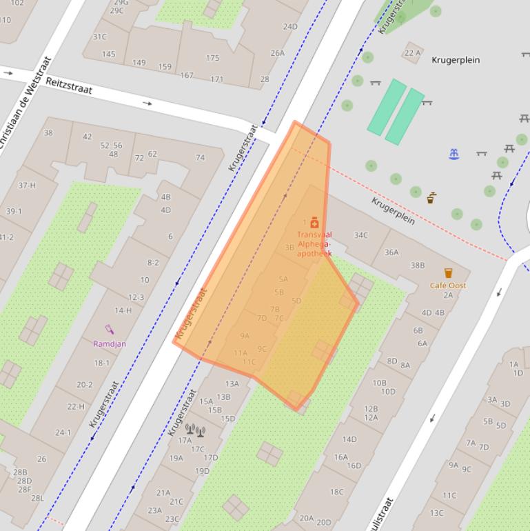 Kaart van postcodegebied 1091LB.