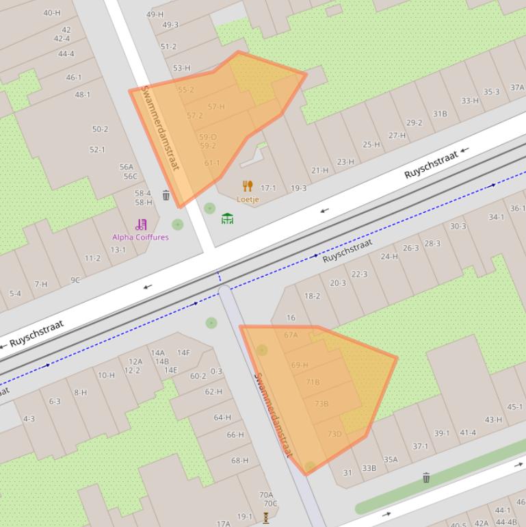 Kaart van postcodegebied 1091RS.