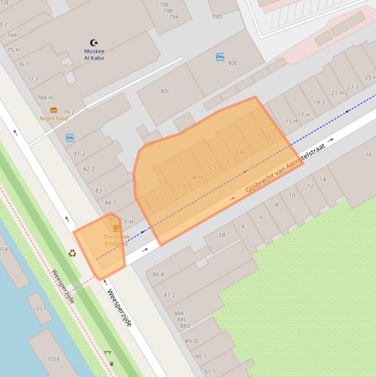 Kaart van postcodegebied 1091TA.