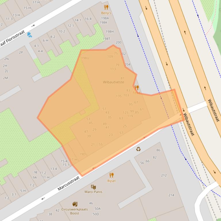 Kaart van postcodegebied 1091TJ.