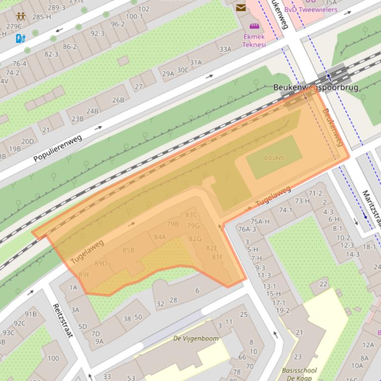 Kaart van postcodegebied 1091VN.
