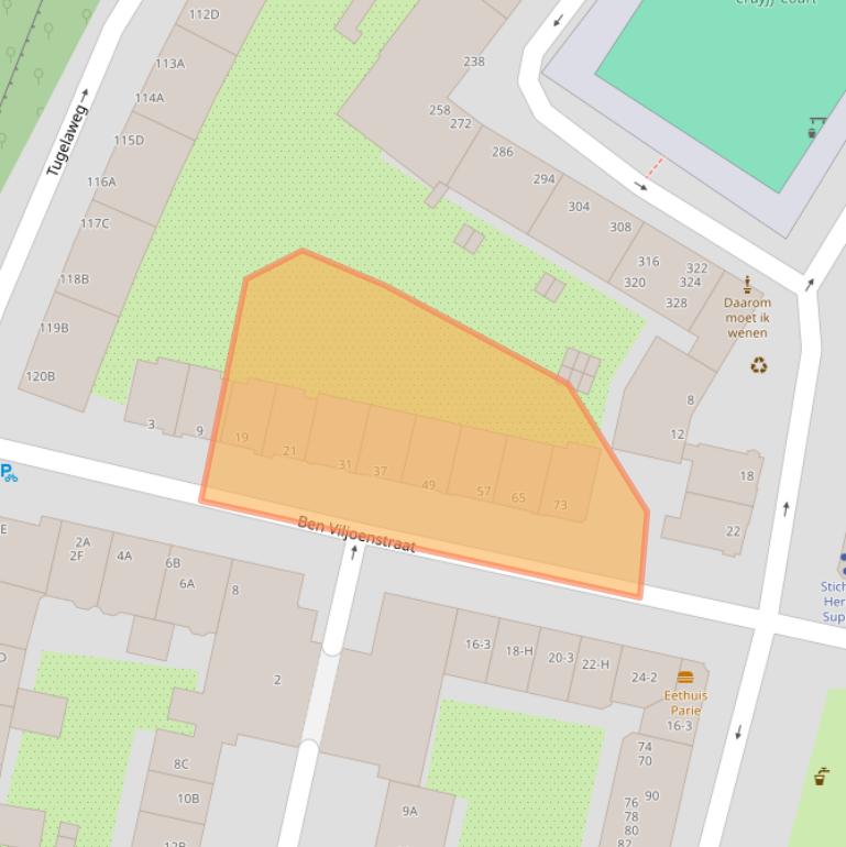 Kaart van postcodegebied 1091XS.