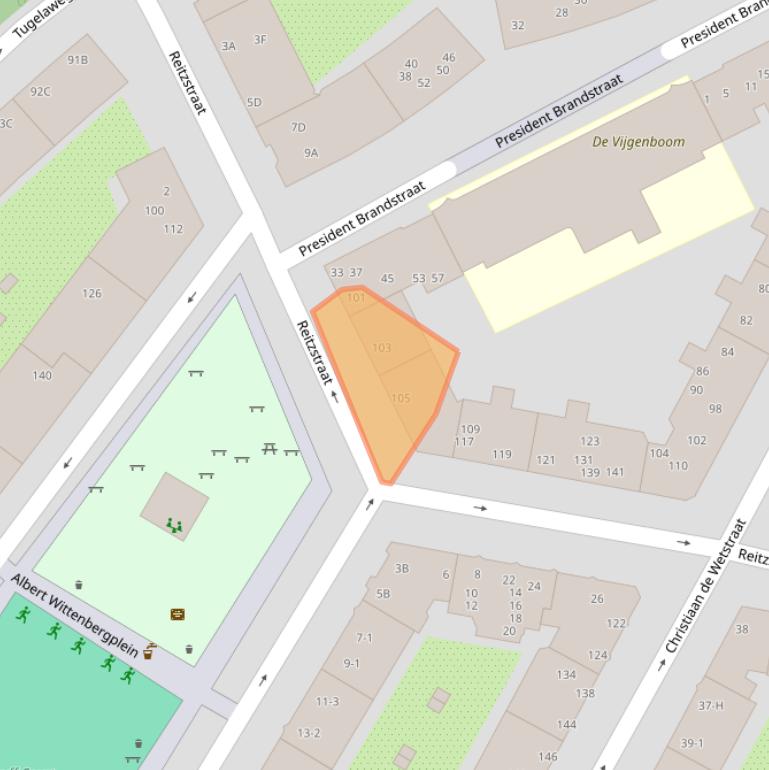 Kaart van postcodegebied 1091ZA.