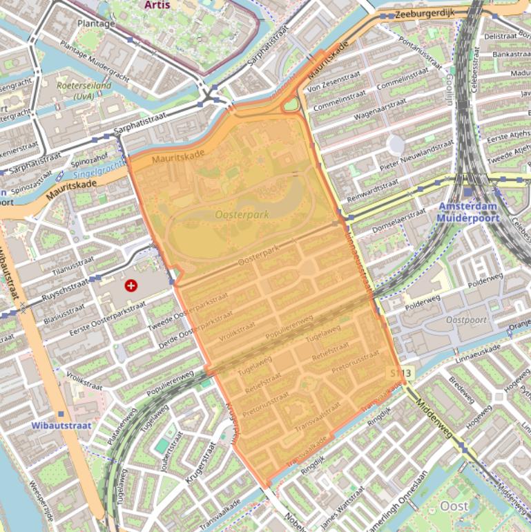 Kaart van postcodegebied 1092.