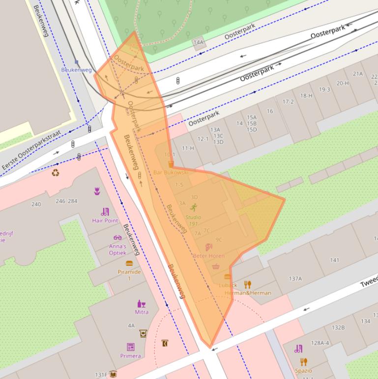 Kaart van postcodegebied 1092AX.