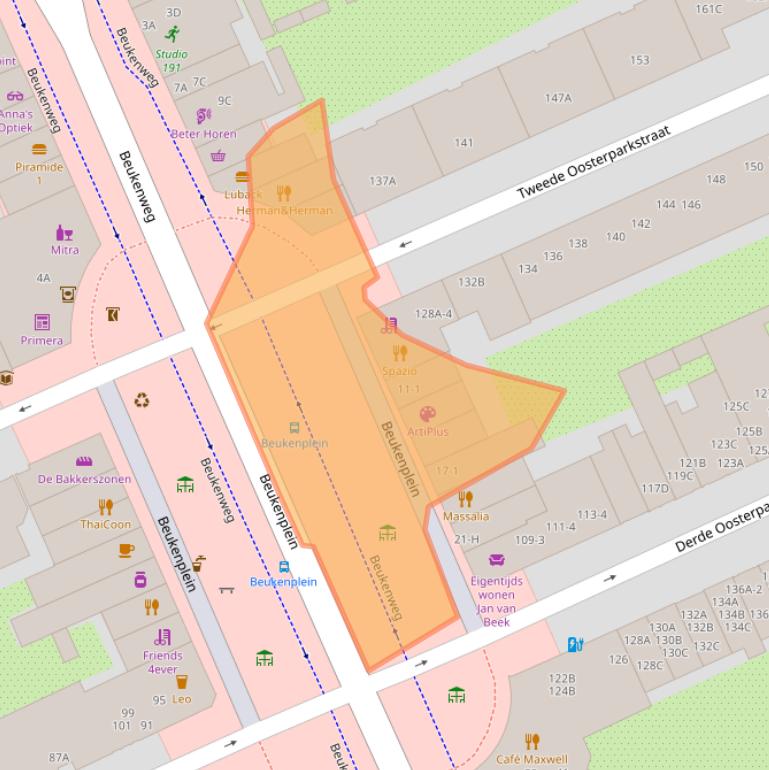 Kaart van postcodegebied 1092BA.