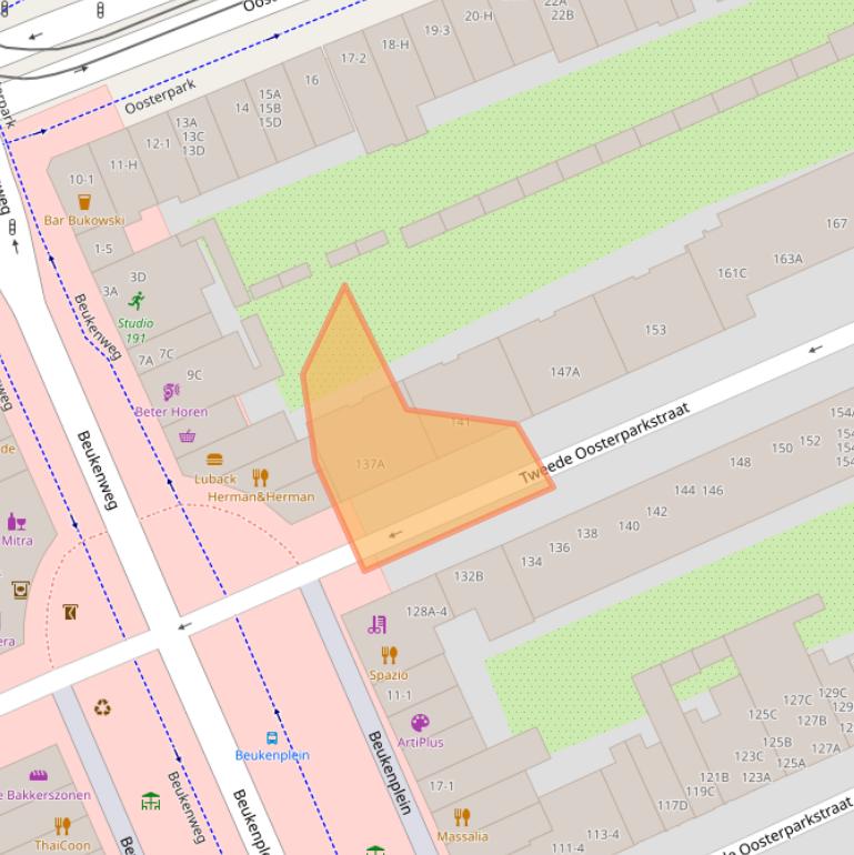 Kaart van postcodegebied 1092BC.