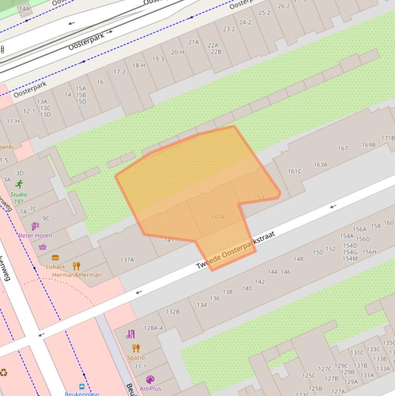 Kaart van postcodegebied 1092BD.
