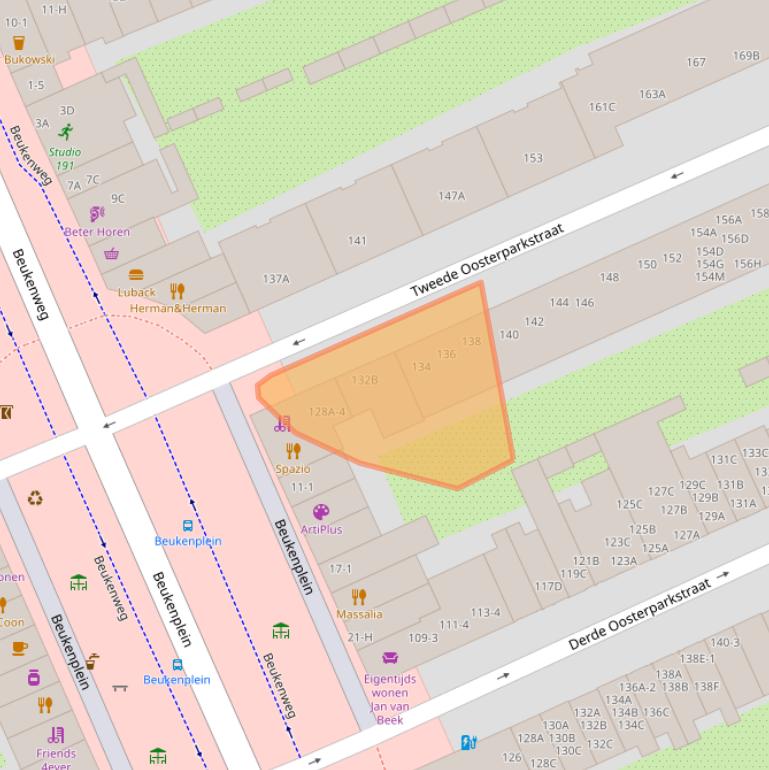 Kaart van postcodegebied 1092BP.