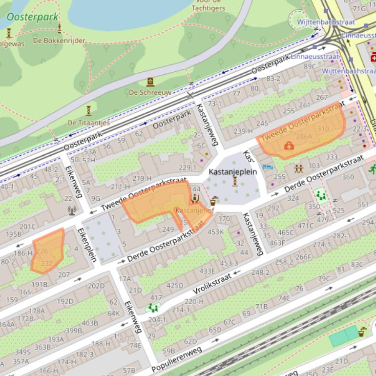 Kaart van postcodegebied 1092BV.