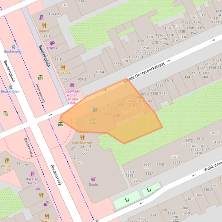 Kaart van postcodegebied 1092EB.