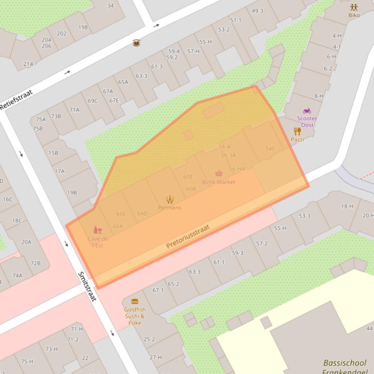 Kaart van postcodegebied 1092GJ.