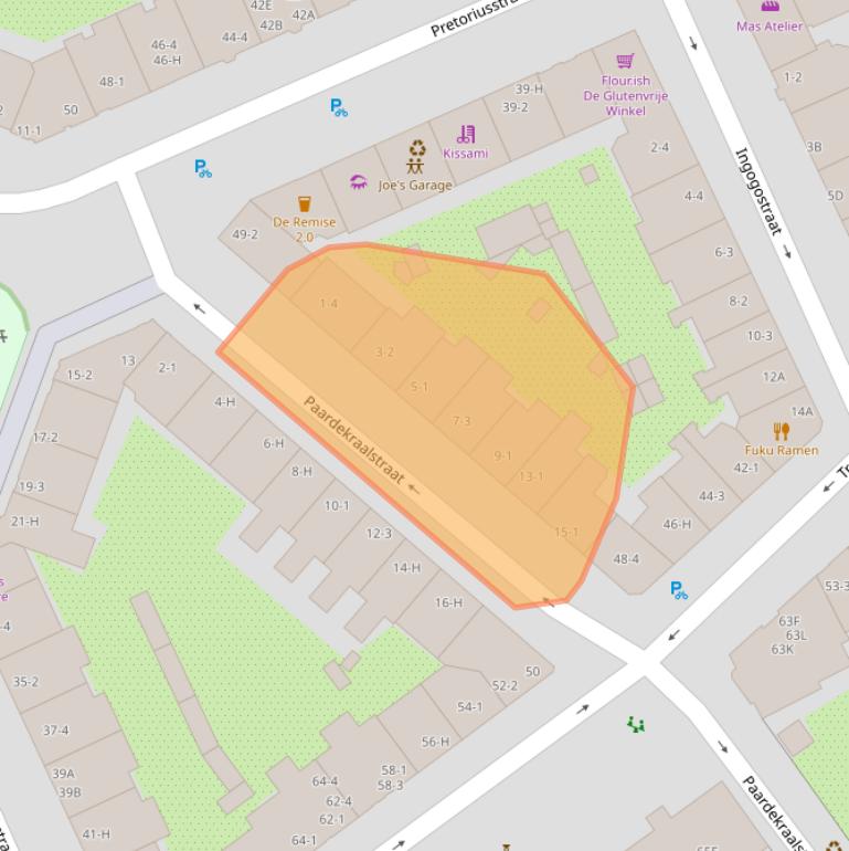 Kaart van postcodegebied 1092JA.