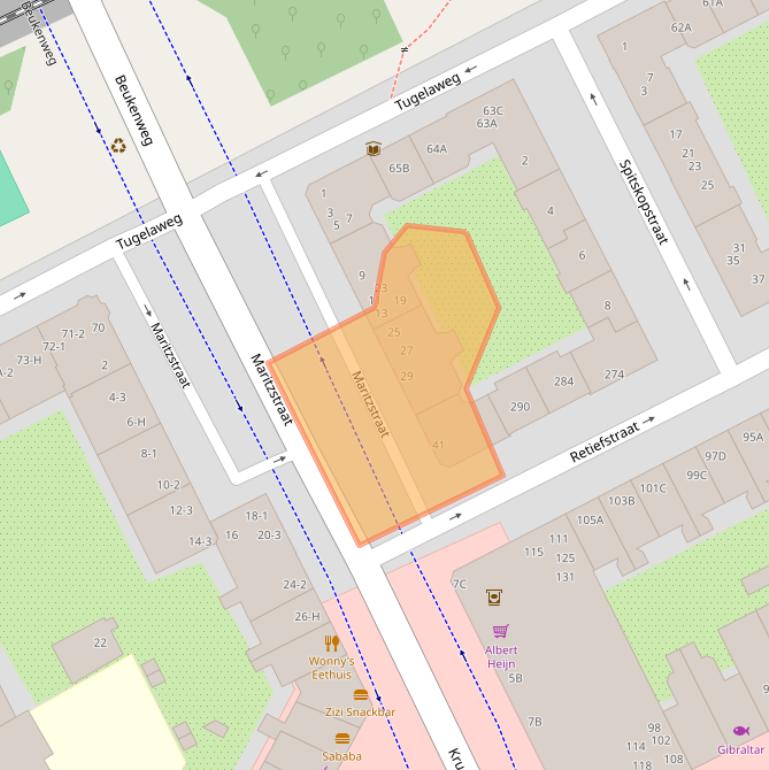 Kaart van postcodegebied 1092KK.